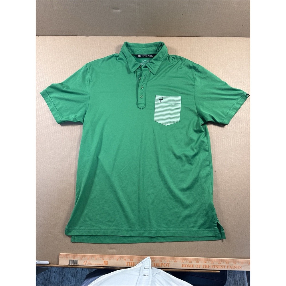 Travis Mathew Chive Golf Polo Shirt Mens Large Green Pocket KCCO Logo